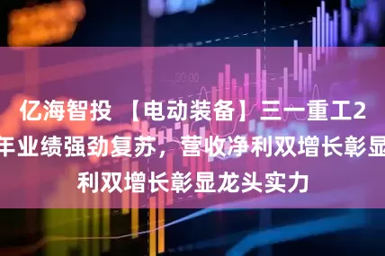 亿海智投 【电动装备】三一重工2025上半年业绩强劲复苏，营收净利双增长彰显龙头实力
